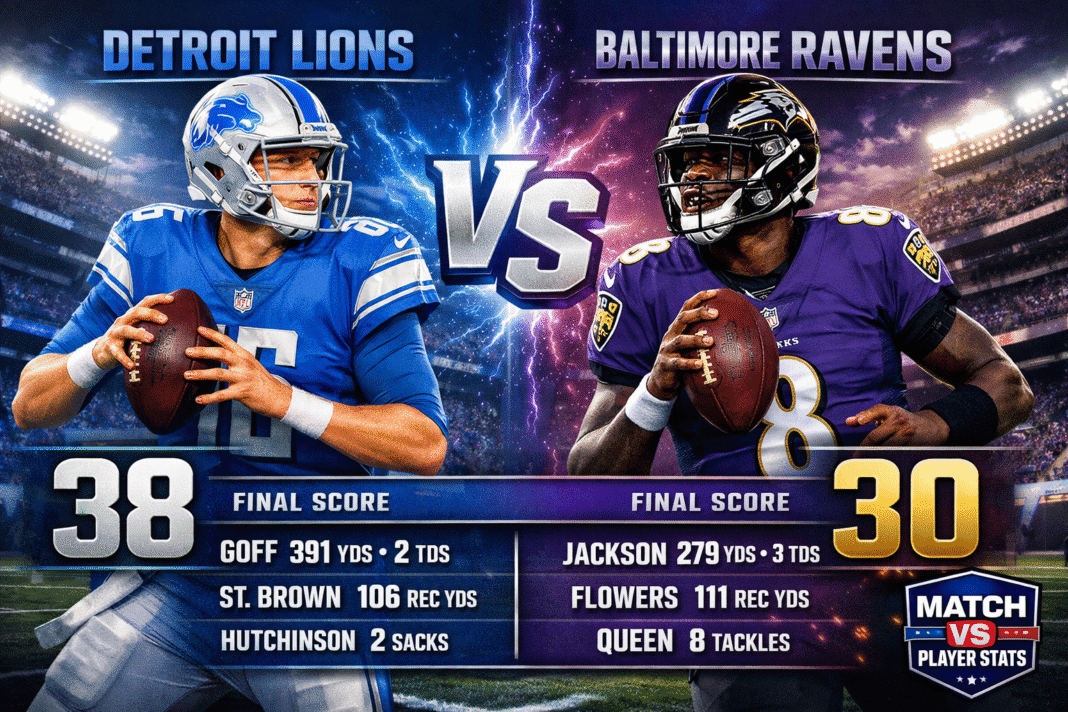 Detroit Lions vs Baltimore Ravens Match Player Stats
