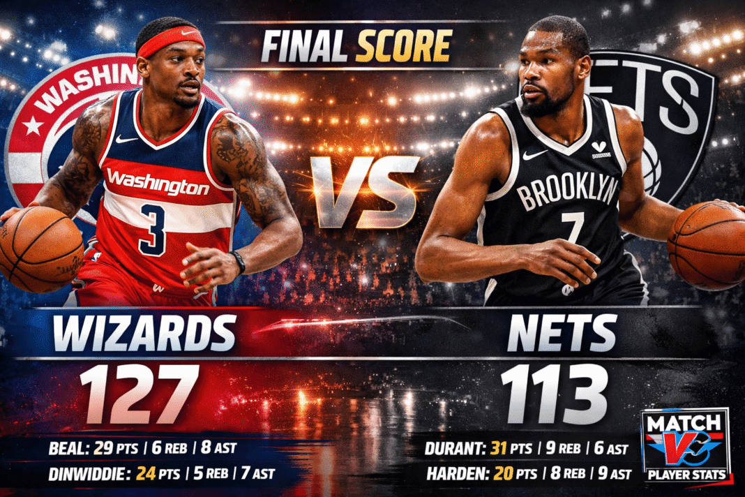 Washington Wizards vs Brooklyn Nets Match Player Stats