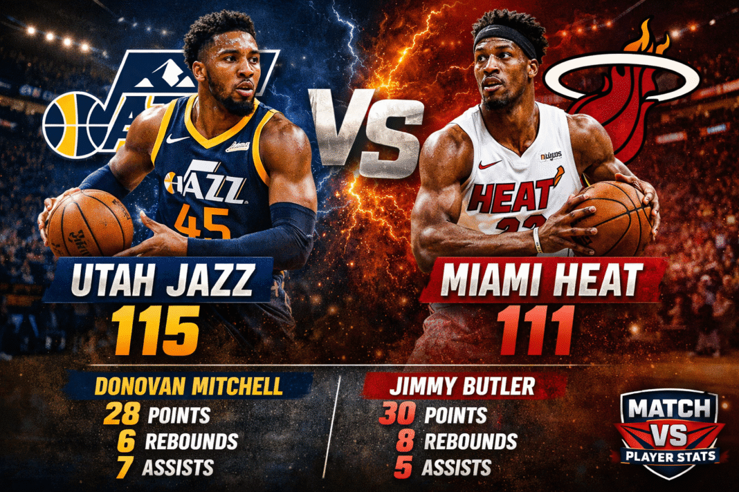 Utah Jazz vs Miami Heat Match Player Stats