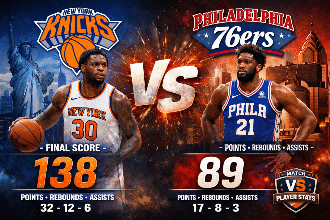 New York Knicks vs Philadelphia 76ers Match Player Stats