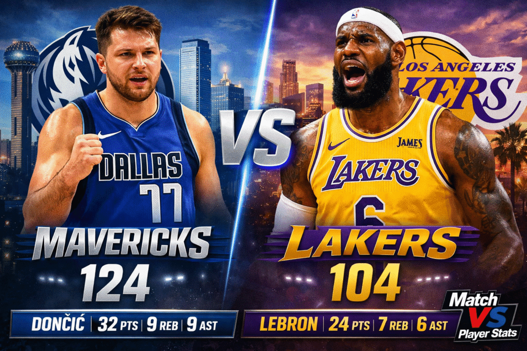 Dallas Mavericks vs Los Angeles Lakers Match Player Stats