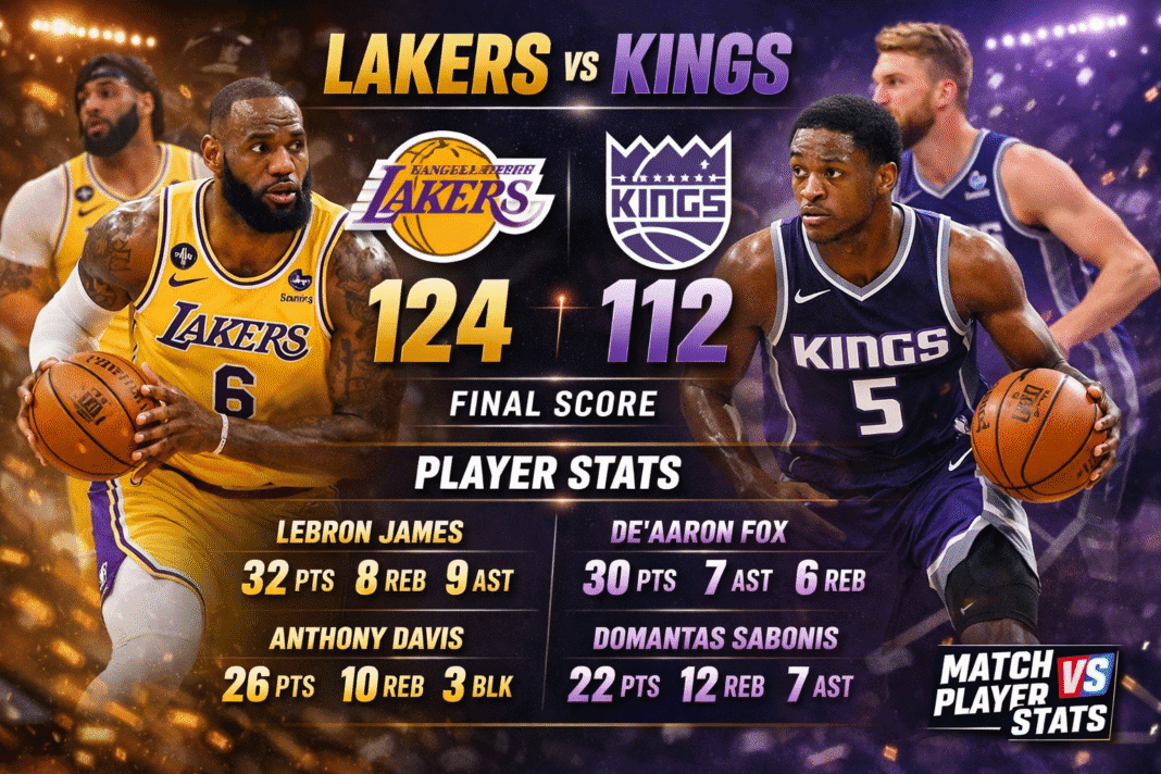 Lakers vs Sacramento Kings Match Player Stats