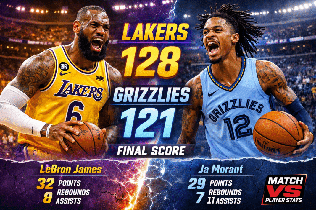 Lakers vs Memphis Grizzlies Match Player Stats