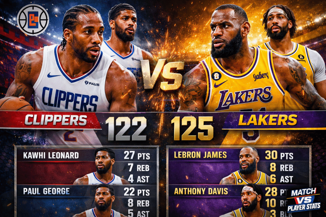 LA Clippers vs Los Angeles Lakers Match Player Stats
