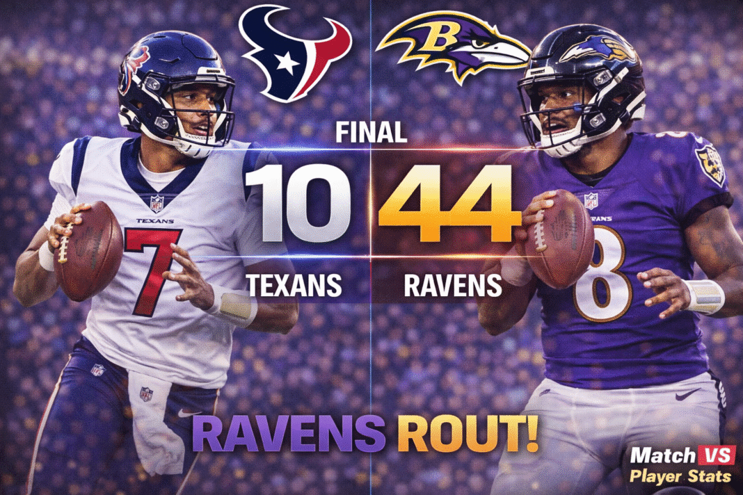 Texans vs Baltimore Ravens Match Player Stats