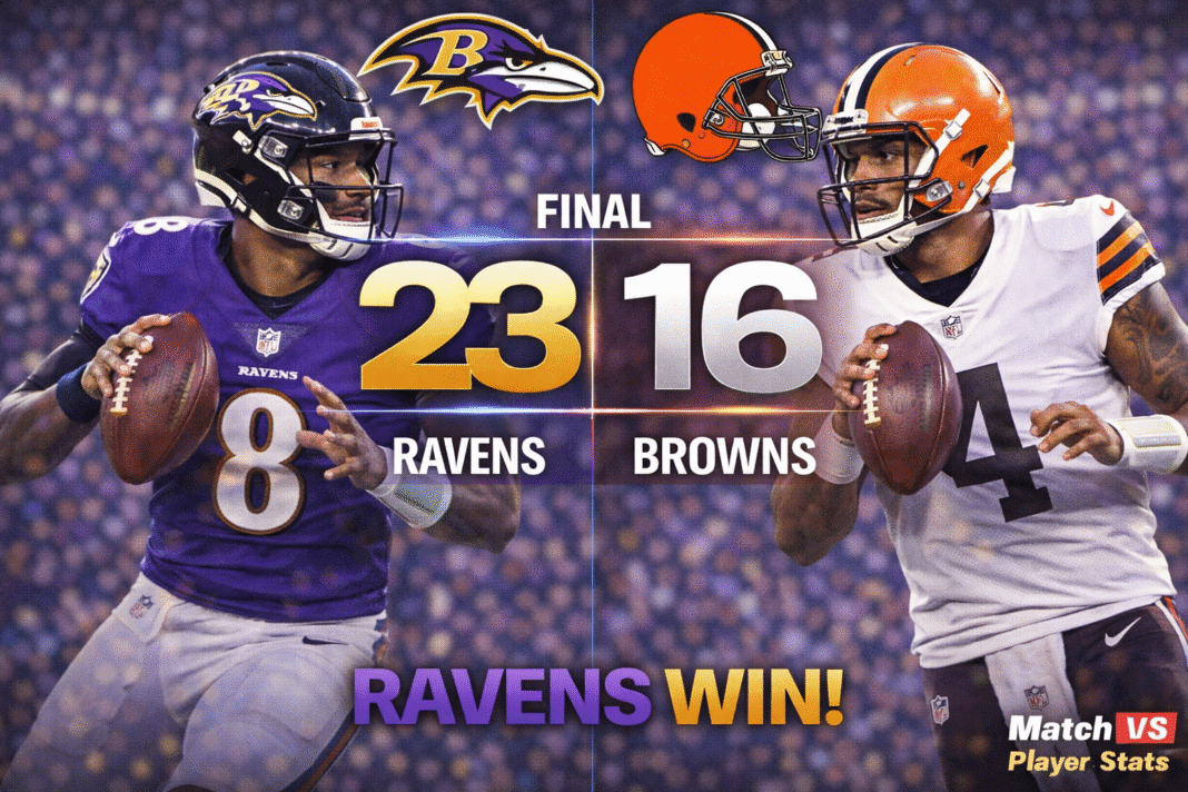 Baltimore Ravens vs Cleveland Browns Match Player Stats