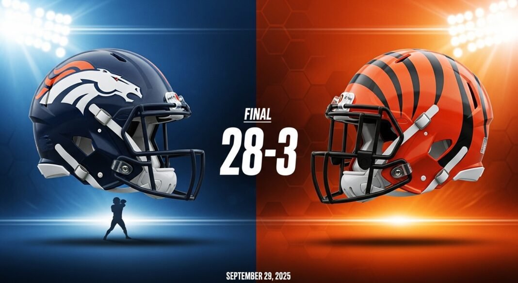 Denver Broncos vs Cincinnati Bengals Match Player Stats (Sep 29, 2025)