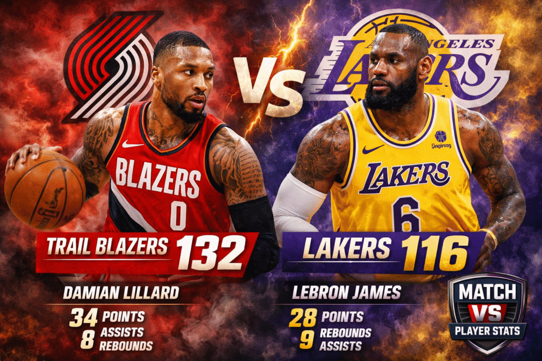 Portland Trail Blazers vs Lakers Match Player Stats (Jan 17, 2026)