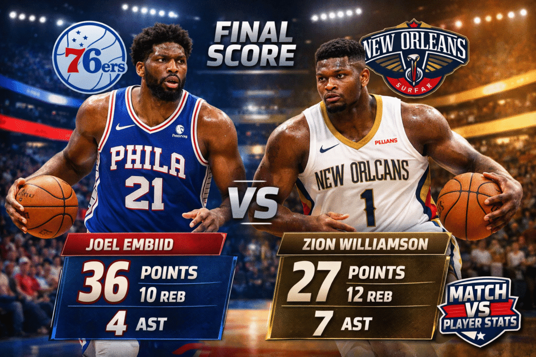 Philadelphia 76ers vs New Orleans Pelicans Match Player Stats (Feb 21, 2026)